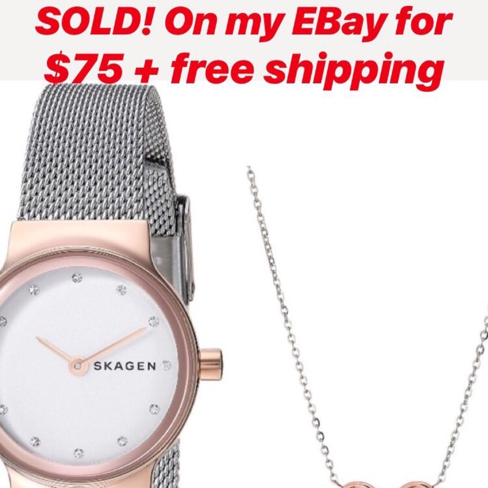 NEW! Skagen Two-Tone Steel-Mesh Watch & Necklace